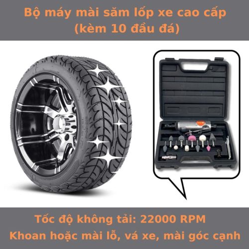 Bộ máy mài săm lốp xe cao cấp (kèm 10 đầu đá)