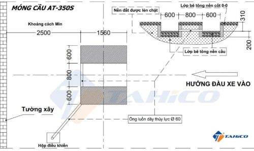 Bản vẽ thi công móng cầu nâng cắt kéo thân ngắn AT-350S