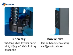 Cầu nâng 2 trụ cáp trên 4.5 tấn | AN TOÀN LÀ TIÊU CHUẨN 18 Cơ cấu lock khóa 1 bên