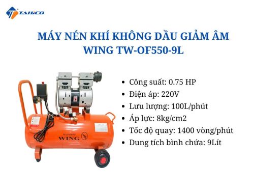 Máy nén khí không dầu giảm âm Wing 0.75hp