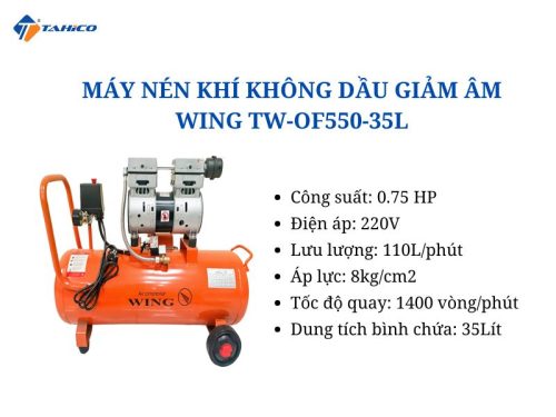 Máy nén khí không dầu giảm âm Wing 0.75hp