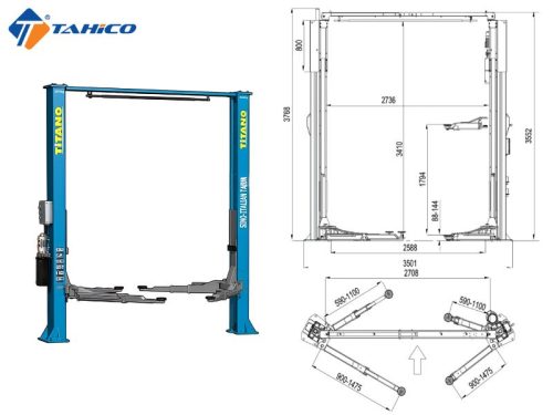 Thông số kỹ thuật cầu nâng 2 trụ cáp trên 4.5 tấn Titano STD-6345