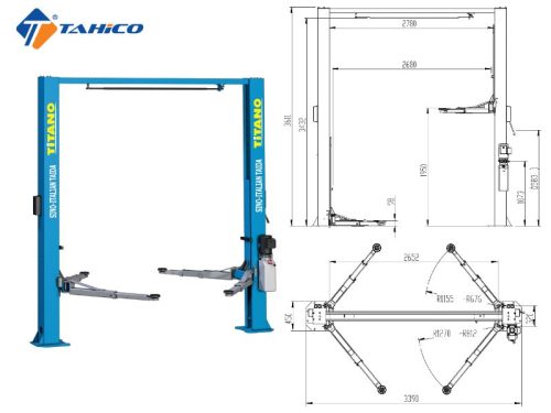 Thông số kỹ thuật cầu nâng 2 trụ cáp trên Titano STD-6340AM-2900