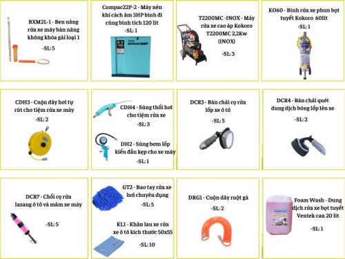 Combo 1 - Combo tiệm rửa xe máy 5 người làm