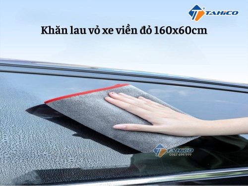 Khăn lau vỏ xe viền đỏ 160x60cm - Hình ảnh 5