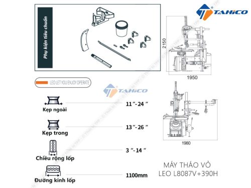 Máy ra vào lốp tự động LEO L8087V + 390H | Ô tô tải và xe du lịch - Hình ảnh 3