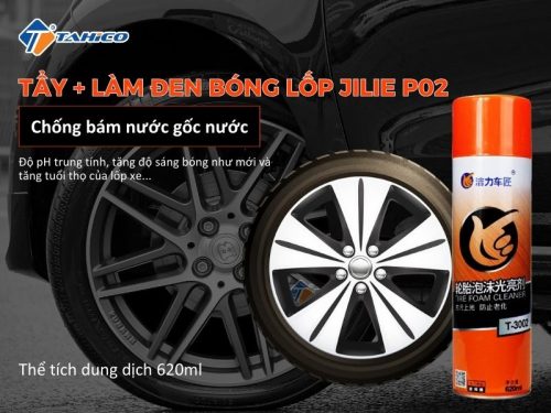 Xịt đen bóng và dưỡng lốp Jilie P02 620ml chống lão hóa gốc nước - Hình ảnh 2