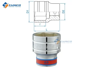 Khẩu tuýp 3/4" Kingtony 633063M - 63mm, 12 cạnh, Trắng, Dài 81mm 9 Khẩu tuýp 3/4