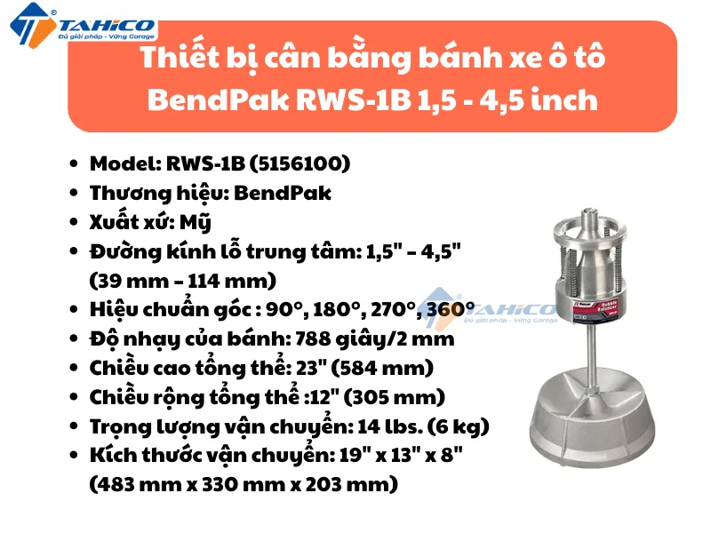 Thiết bị cân bằng bánh xe ô tô BendPak RWS-1B 1,5 - 4,5 inch 2 Thiết bị cân bằng bánh xe ô tô BendPak RWS-1B