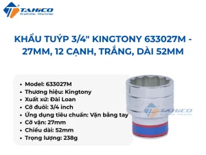Khẩu tuýp 3/4inch Kingtony Series 12 cạnh, Trắng, Dài 52mm 16 Hình ảnh sản phẩm Khẩu tuýp 3/4inch Kingtony Series 12 cạnh, Trắng, Dài 52mm