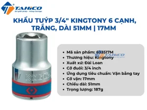 Khẩu tuýp 3/4 inch Kingtony 6 cạnh, Trắng, Dài 51mm | 17mm - 24mm 35 Hình ảnh sản phẩm Khẩu tuýp 3/4 inch Kingtony 6 cạnh, Trắng, Dài 51mm | 17mm - 24mm