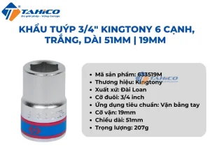 Khẩu tuýp 3/4 inch Kingtony 6 cạnh, Trắng, Dài 51mm | 17mm - 24mm 36 Hình ảnh sản phẩm Khẩu tuýp 3/4 inch Kingtony 6 cạnh, Trắng, Dài 51mm | 17mm - 24mm