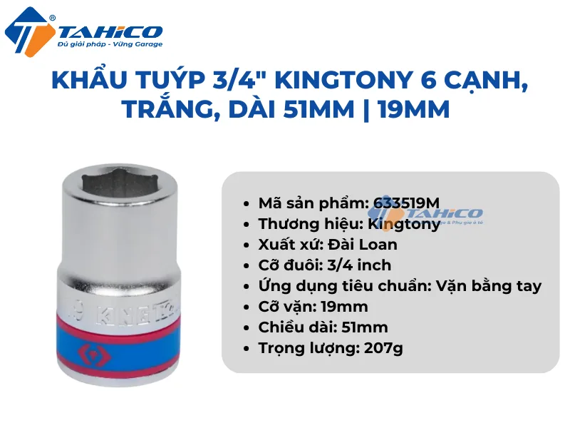 Khẩu tuýp 3/4 inch Kingtony 6 cạnh, Trắng, Dài 51mm | 17mm - 24mm 16 Hình ảnh sản phẩm Khẩu tuýp 3/4 inch Kingtony 6 cạnh, Trắng, Dài 51mm | 17mm - 24mm