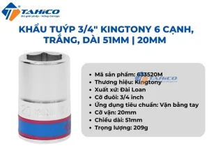Khẩu tuýp 3/4 inch Kingtony 6 cạnh, Trắng, Dài 51mm | 17mm - 24mm 37 Hình ảnh sản phẩm Khẩu tuýp 3/4 inch Kingtony 6 cạnh, Trắng, Dài 51mm | 17mm - 24mm