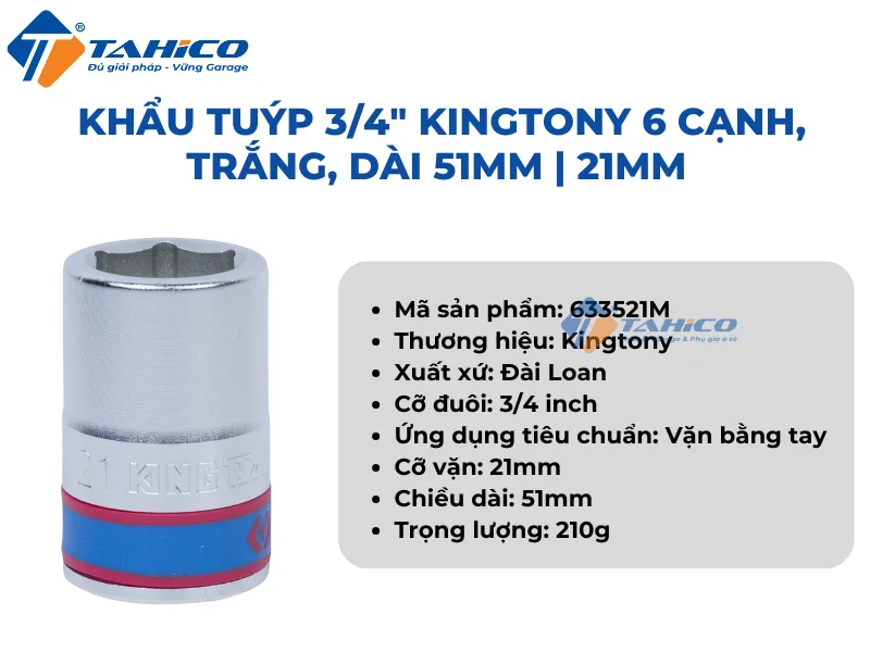 Khẩu tuýp 3/4 inch Kingtony 6 cạnh, Trắng, Dài 51mm | 17mm - 24mm 18 Hình ảnh sản phẩm Khẩu tuýp 3/4 inch Kingtony 6 cạnh, Trắng, Dài 51mm | 17mm - 24mm