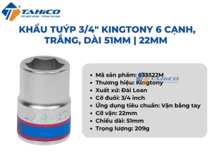 Khẩu tuýp 3/4 inch Kingtony 6 cạnh, Trắng, Dài 51mm | 17mm - 24mm 39 Hình ảnh sản phẩm Khẩu tuýp 3/4 inch Kingtony 6 cạnh, Trắng, Dài 51mm | 17mm - 24mm