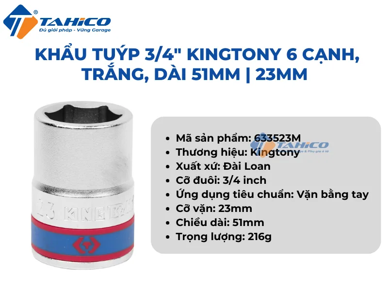 Khẩu tuýp 3/4 inch Kingtony 6 cạnh, Trắng, Dài 51mm | 17mm - 24mm 20 Hình ảnh sản phẩm Khẩu tuýp 3/4 inch Kingtony 6 cạnh, Trắng, Dài 51mm | 17mm - 24mm