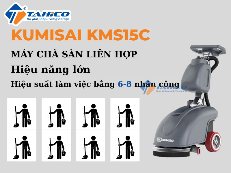 Máy chà sàn liên hợp Kumisai KMS15C | Dùng pin 18 Hình ảnh sản phẩm Máy chà sàn liên hợp Kumisai KMS15C