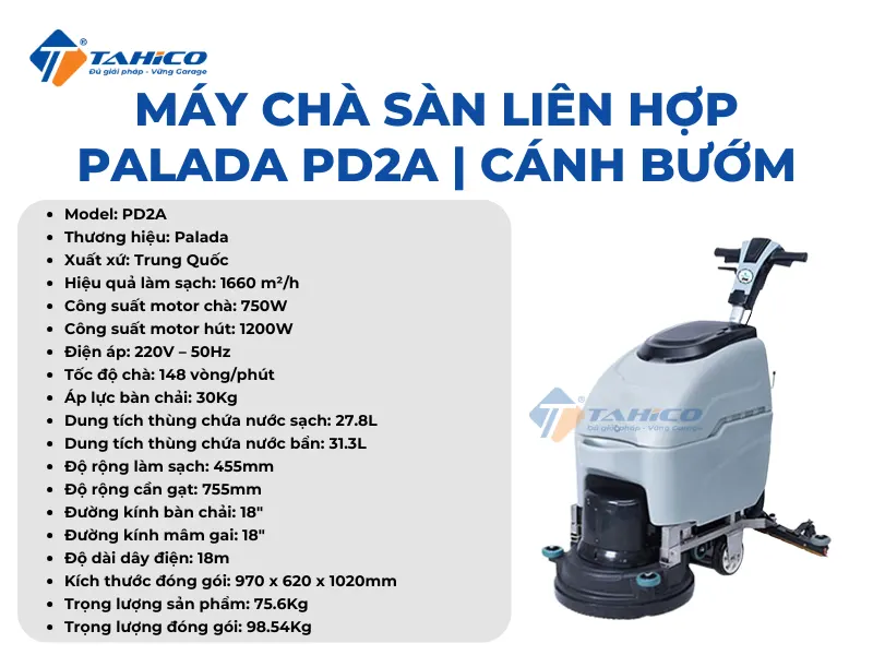 Máy chà sàn liên hợp Palada PD2A 750-1200W | Cánh bướm 20 Máy chà sàn liên hợp Palada PD2A | Cánh bướm
