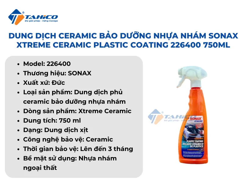 Dung dịch ceramic bảo dưỡng nhựa nhám Sonax Xtreme Ceramic Plastic Coating 226400 750ml 16 Dung dịch ceramic bảo dưỡng nhựa nhám Sonax Xtreme Ceramic Plastic Coating 226400 750ml