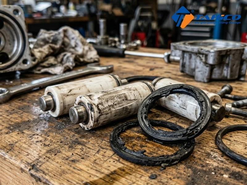 Piston và xi lạn bám bụi bẩn dẫn đến tụt áp