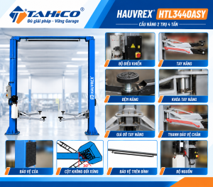 Cầu nâng 2 trụ cáp trên Hauvrex HTL3440ASY - Tải trọng 4 tấn 6 Cầu nâng 2 trụ cáp trên Hauvrex HTL3440ASY