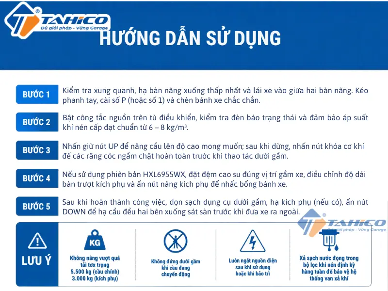 Cầu nâng cắt kéo Hauvrex HXL6955P/HXL6955W/HXL6955WX 35 Hướng dẫn sử dụng sản phẩm Cầu nâng cắt kéo Hauvrex HXL6955P/HXL6955W/HXL6955WX.