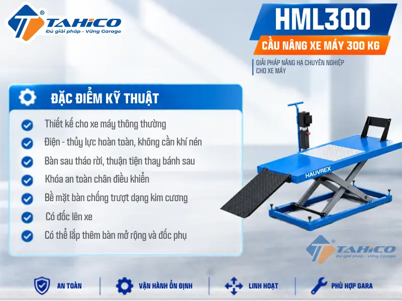Bàn nâng xe máy thủy lực Hauvrex HML300 14 Bàn nâng xe máy thủy lực Hauvrex HML300