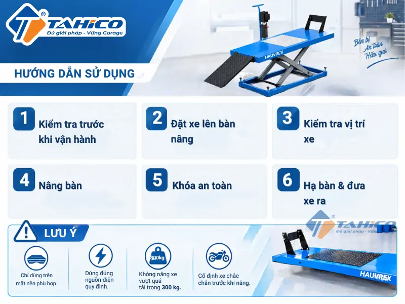 Bàn nâng xe máy thủy lực Hauvrex HML300 16 Bàn nâng xe máy thủy lực Hauvrex HML300