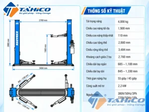 Cầu nâng 2 trụ cáp dưới Hauvrex HTL2440B 10 Bản vẽ và Thông số kỹ thuật sản phẩm Cầu nâng 2 trụ cáp dưới Hauvrex HTL2440B.
