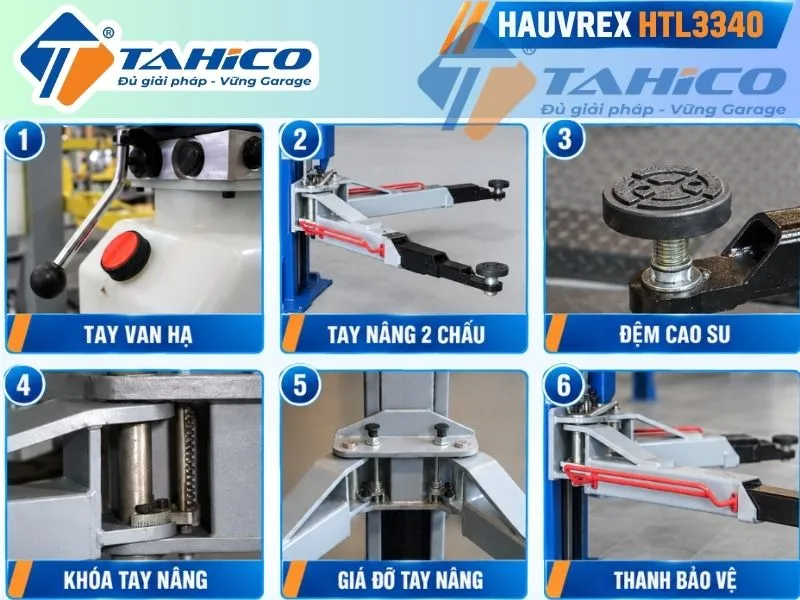 Cầu nâng 2 trụ cáp trên Hauvrex HTL3340 17 Hình ảnh các chi tiết của sản phẩm Cầu nâng 2 trụ cáp trên Hauvrex HTL3340.