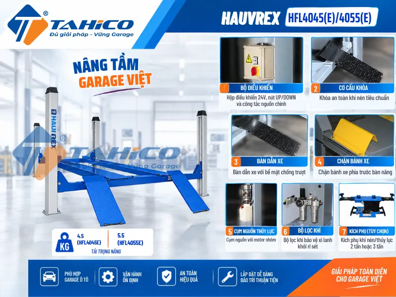 Cầu nâng 4 trụ Hauvrex HFL4045(E)/HFL4055(E) 38 Hình ảnh các chi tiết sản phẩm Cầu nâng 4 trụ Hauvrex HFL4045(E)/HFL4055(E).