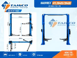 Cầu nâng 2 trụ cáp trên Hauvrex HTL3940S/HTL3940D 9 Bản vẽ kỹ thuật sản phẩm Cầu nâng 2 trụ cáp trên Hauvrex HTL3940S/HTL3940D.