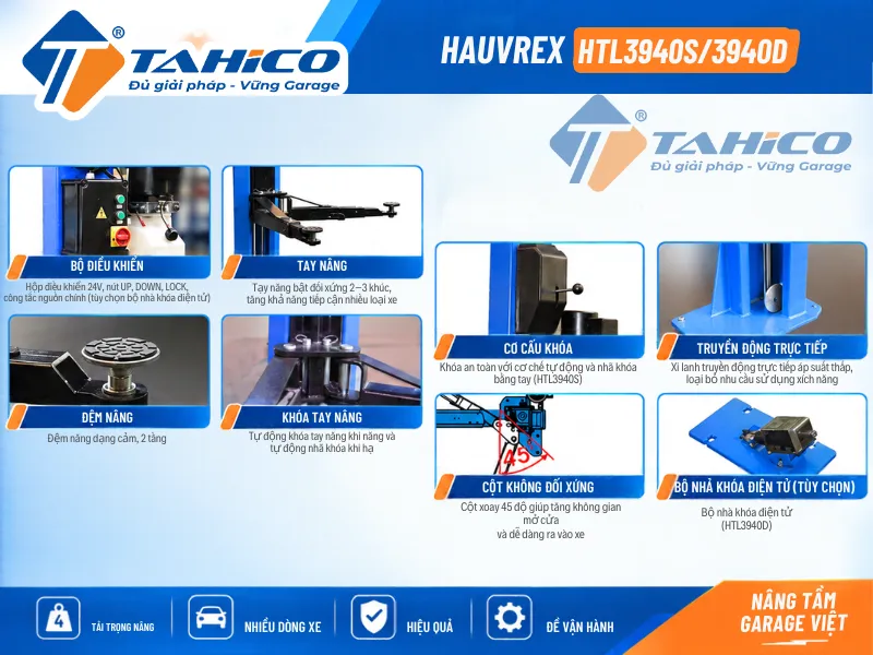 Cầu nâng 2 trụ cáp trên Hauvrex HTL3940S/HTL3940D 37 Hình ảnh các chi tiết sản phẩm Cầu nâng 2 trụ cáp trên Hauvrex HTL3940S/HTL3940D.