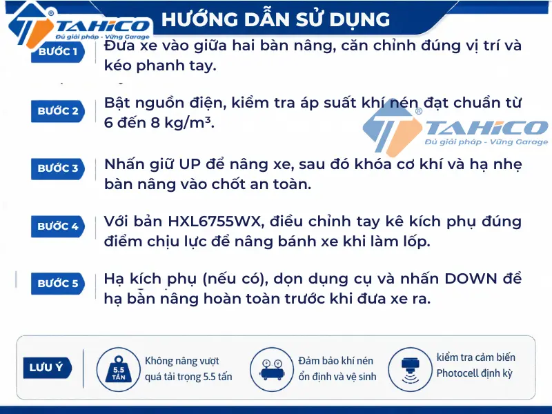 Cầu nâng cắt kéo Hauvrex HXL6755P/HXL6755W/HXL6755WX 35 Hướng dẫn sử dụng sản phẩm Cầu nâng cắt kéo Hauvrex HXL6755P/HXL6755W/HXL6755WX.